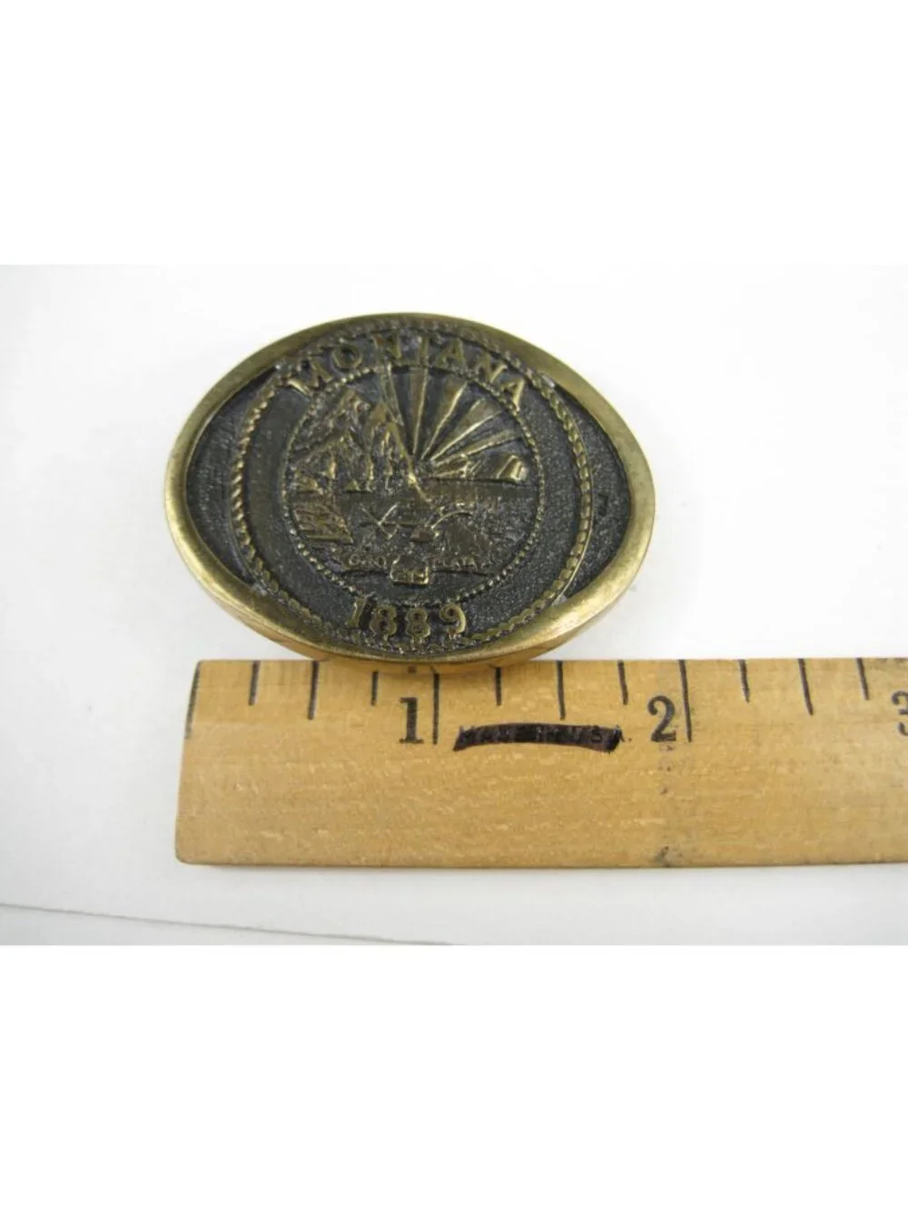 Montana 1889 State Seal Solid Bronze Belt Buckle Registered Collection